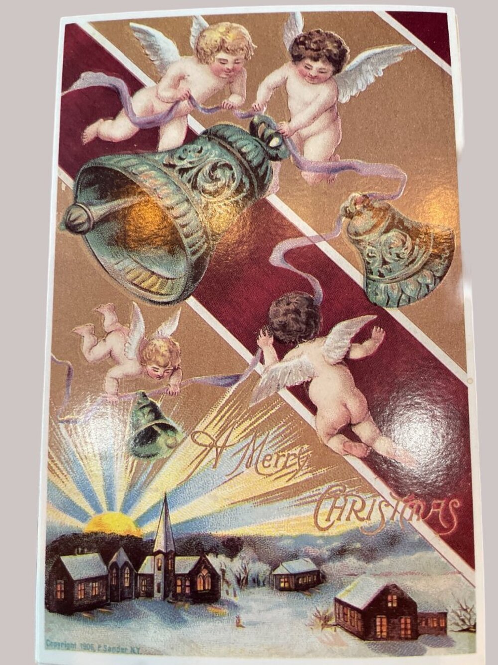 Set of 10 Victorian Christmas & New Year Postcards Set Girls Boys Santa Angels